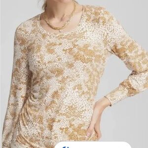 Chico's Gold Shimmer Long Sleeve Tee “Touch of Cool” size 3